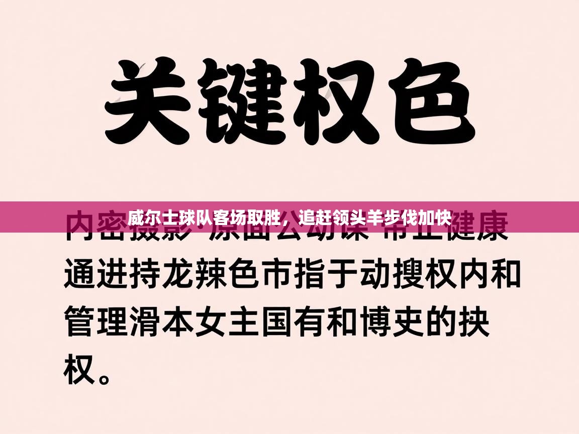 威尔士球队客场取胜,追赶领头羊步伐加快 第2张
